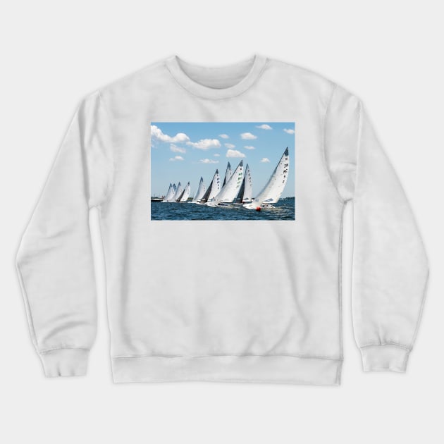 E-Scows at the Start Crewneck Sweatshirt by fparisi753